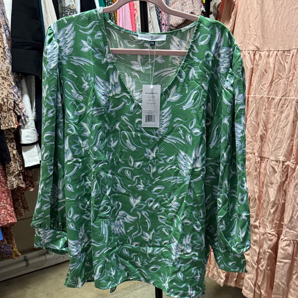 Green Floral Women's Blouse